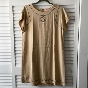 MADRAS BY APC EMBROIDERED SILK SHIFT DRESS